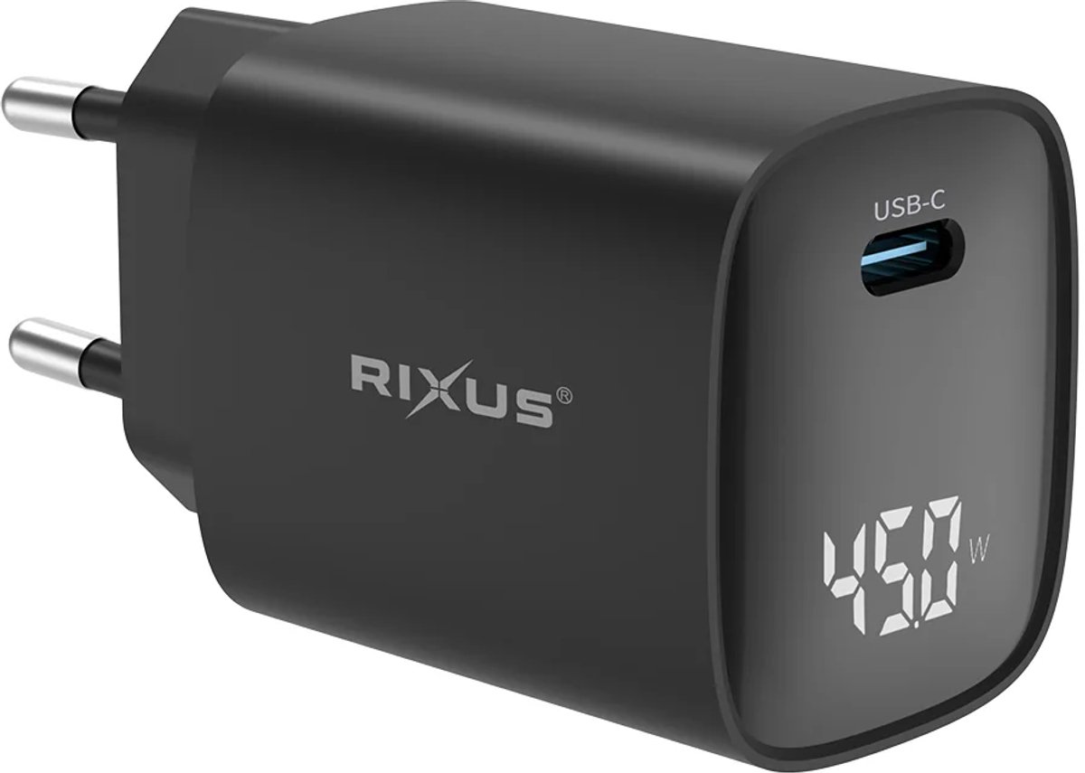 Rixus Fast Charging Travel Adapter USB-C 45W Black