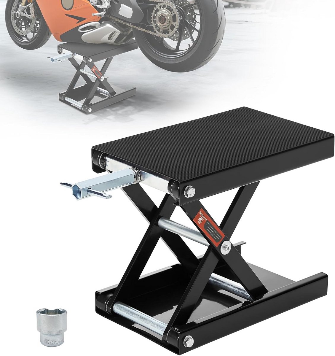Motorlift 1200 LB Schaarkrik voor Motoren en ATV's - Stevige Staande Lift voor Garagereparaties