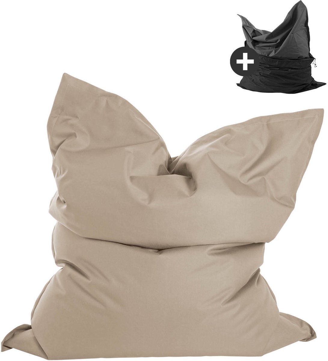 mokebo Zitzak Outdoor XXL met beschermhoes voor kinderen & volwassenen 'Der Große', Bean Bag met vulling, waterafstotende hoes, 130x170cm, Beige