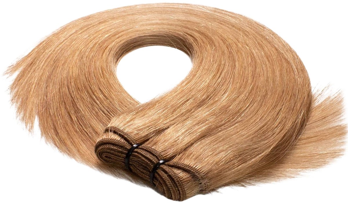 hair2heart Premium Echthaar Tressen om in te naaien Extensions glad - 50cm 50g 9/31 lichtblond goud-as