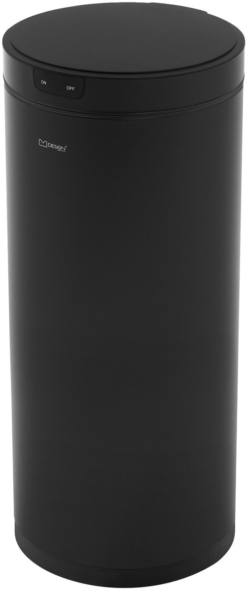 Bak met sensor 40L rond van staal, zwart mat, automatisch openend en sluitend ML-ontwerp