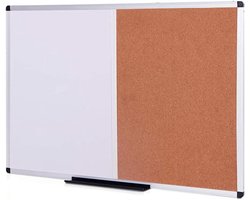 VIZ-PRO Magnetisch droog wisbord en kurk notitiebord combinatie, 36 x 24 inch, zilver aluminium frame