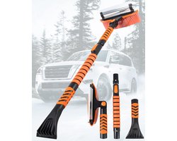 Rantizon IJskrabbers voor autoruiten, 43 '' drietraps uitschuifbare aluminiumlegering sneeuwschraper en borstel, 180° draaibare sneeuwborstel en ijsschraper voor auto, vrachtwagen, SUV