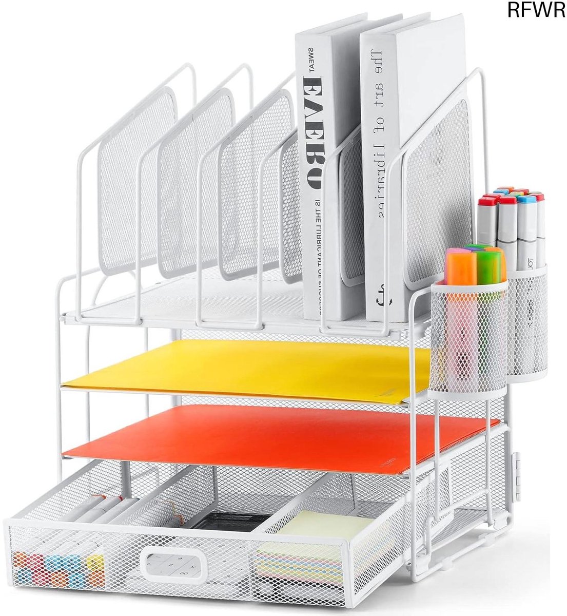 Bureau Organizer met 4 Planken en 2 Pennenhouders voor Thuisoffice