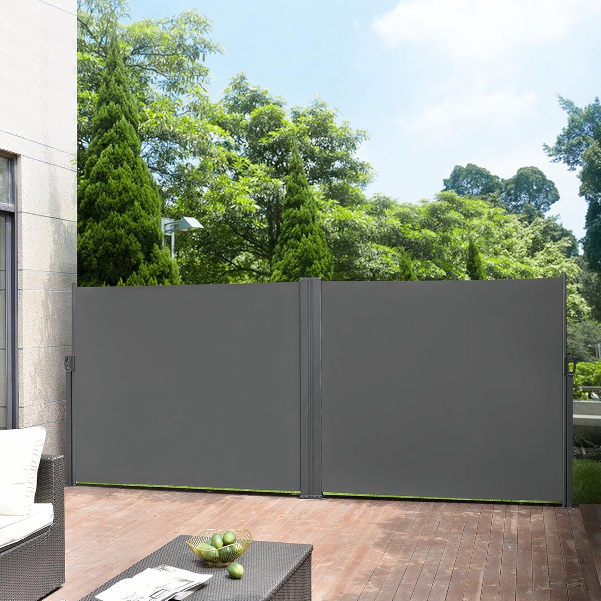 Dubbele oprolbare windscherm 1,6x6 m