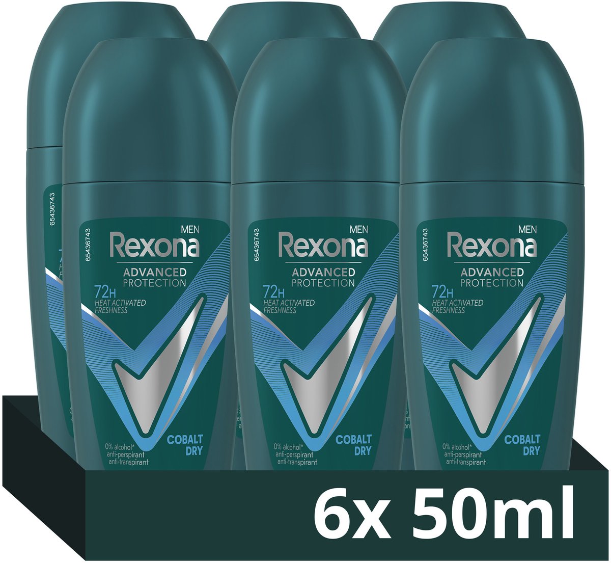 Bol.com Rexona Men - Anti-Transpirant Roller - Advanced Protection - Cobalt Dry - 6 x 50 ml - Voordeelverpakking aanbieding