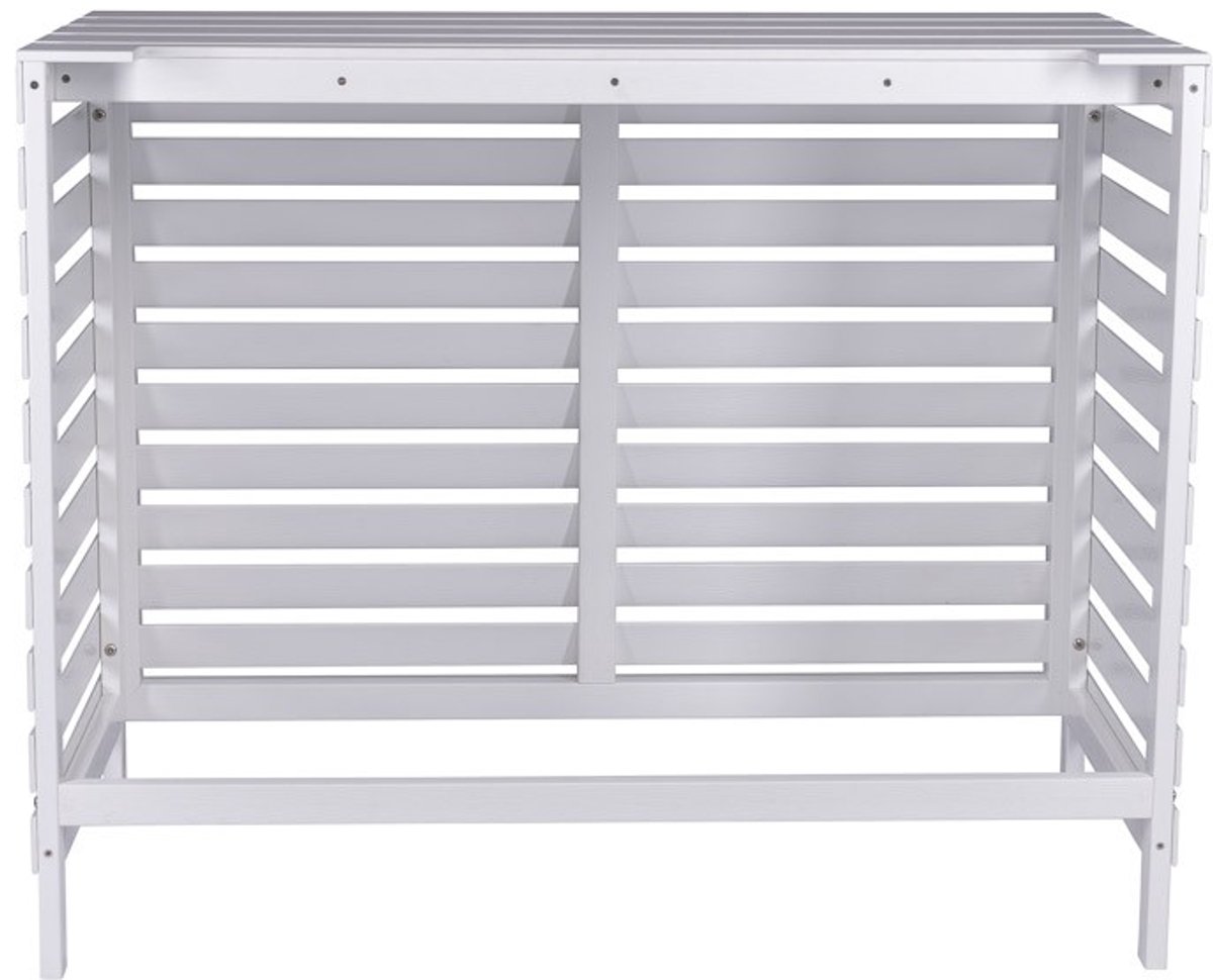 Floli Kunststof Airco Cover – Buitenunit Omkasting "Houtlook" Wit / Vrijstaand.