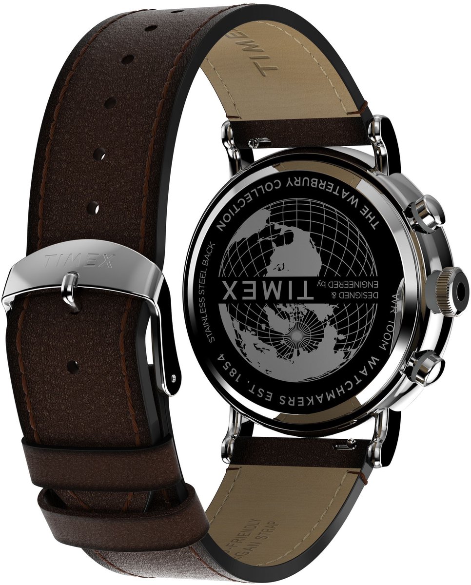 Timex Waterbury Standard Quartz Analoog Horloge Bruin Behuizing Gemaakt Van 100% Low Lead Brass En Een Armband Van 100% Milieubewust Materiaal 22 mm TW2W47300AJ