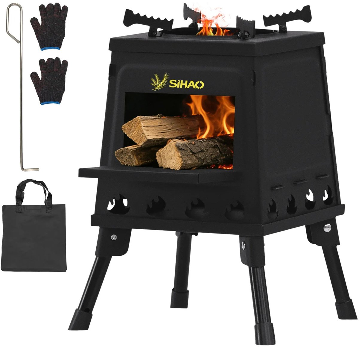 Jurrys Kachel - Hout haard - Buitenkachel - Camping - Keuken - Verwarmen - Compact - Koken - Vrijstaand - 31cmx22cm - Zwart