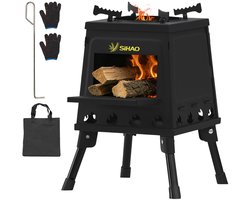 Jurrys Kachel - Hout haard - Buitenkachel - Camping - Keuken - Verwarmen - Compact - Koken - Vrijstaand - 31cmx22cm - Zwart