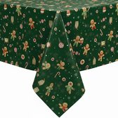 Nappe de Noël Cookie Man Vert 140x270cm - Nappe Lavable - Plastique