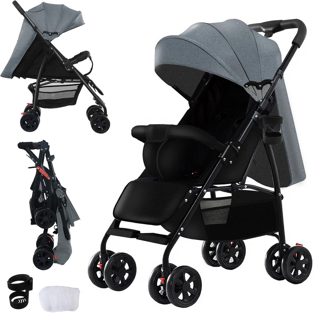 Ultralichte kinderwagen voor baby's - Verstelbaar, opvouwbaar en compact, maximaal 15 kg
