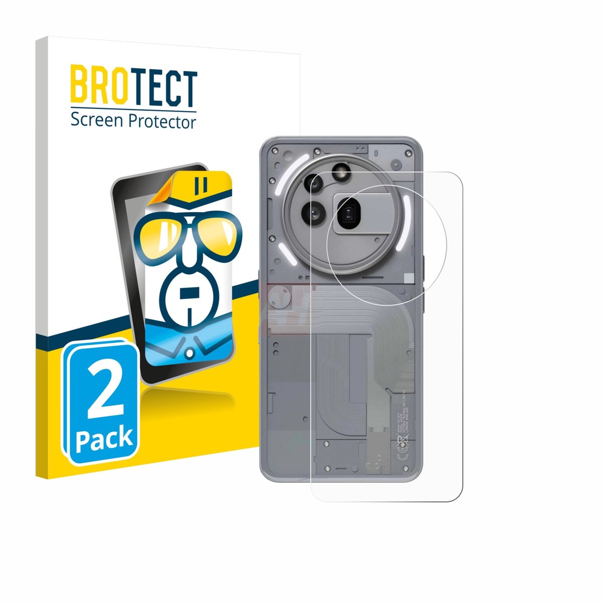 BROTECT - Screenprotector voor Nothing Phone (3a) Pro (Achterkant) - Folie Beschermfolie transparant 2 Stuks