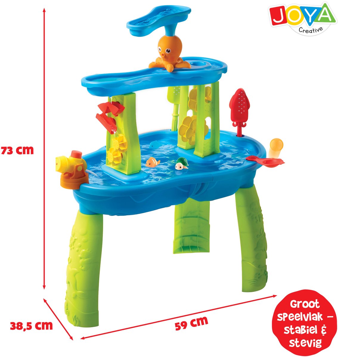 Joya Creative Watertafel Jongens - Blauw en Groen - Waterspeeltafel - 34-delig accessoire set - Waterval Effect – Afmeting 59x38,5x73 cm – Activiteitentafel met Water Voor Buiten en Tuin — afbeelding 9