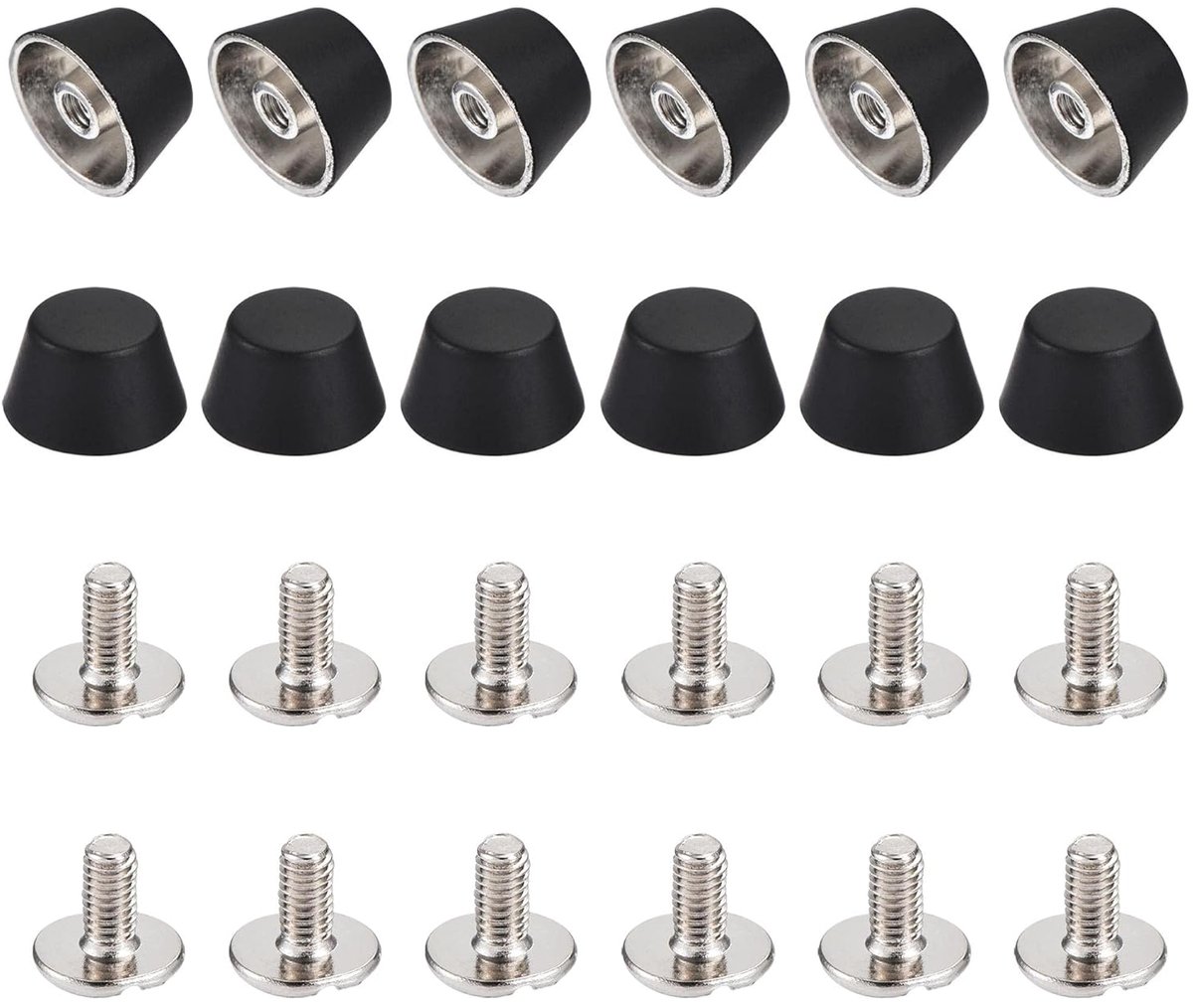 12 stuks 12 x 7 mm klinknagels schroef klinknagels platte holle voeten boutpunt voor lederhandwerk DIY mat zwart