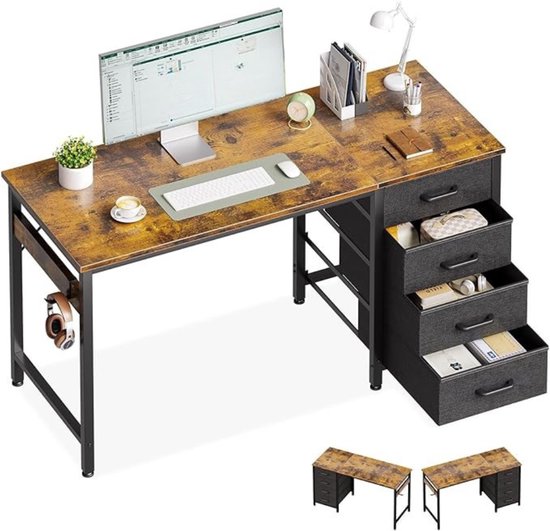 Computerbureau - Bureau met 4 Lades - Computertafel met ...