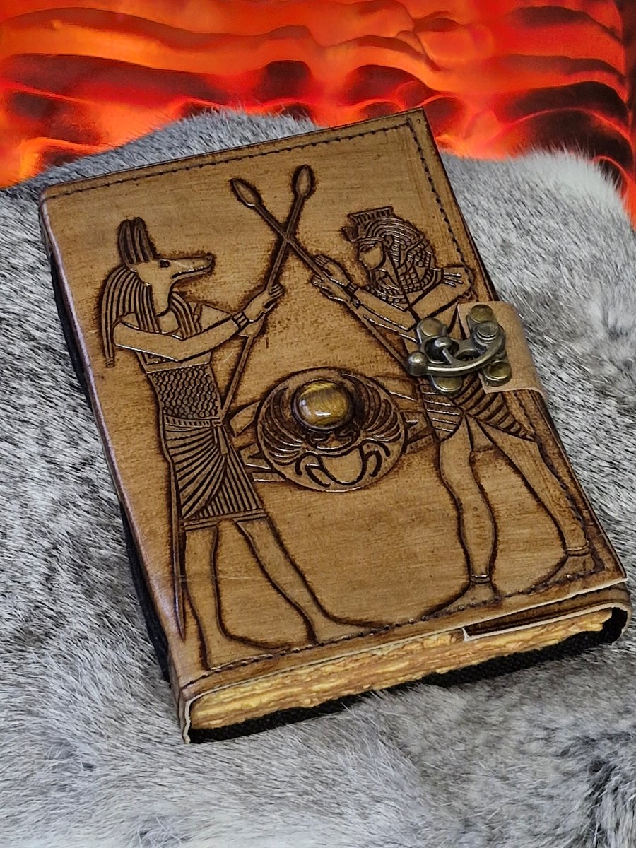 Boutique Trukado - Egyptisch Vintage Leren Dagboek - Leren Dagboek - Notitieboek - Schrijfboek - Journal - Schetsboek - Notebook - Egyptisch Vintage Leren Dagboek - Handgemaakt - (lxbxd) ca. 18cm x 13cm x 3cm