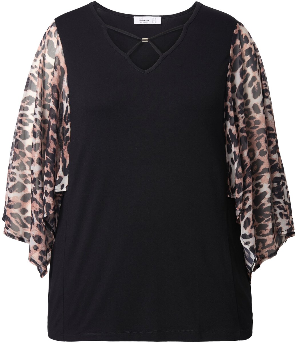 MIAMODA - Dames - T-shirt Classic Fit - Zwart - Maat 50