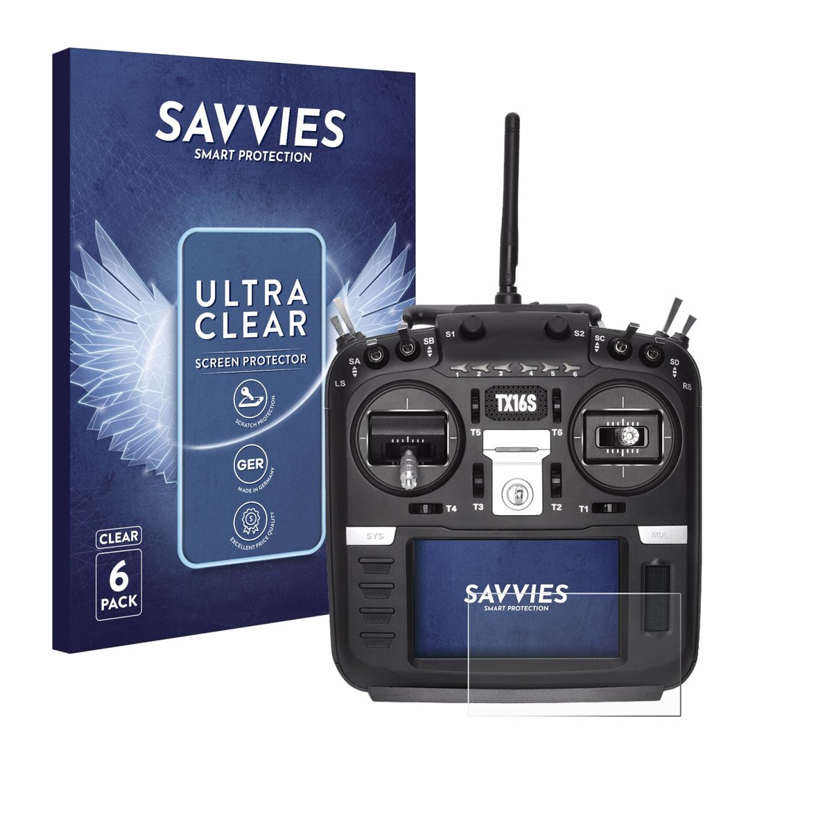 Savvies - Screenprotector voor Radiomaster TX16S - Folie Beschermfolie transparant 6 Stuks