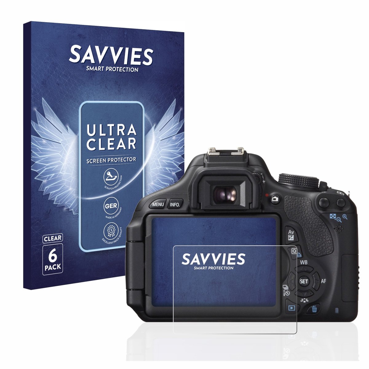 Savvies - Screenprotector voor Canon EOS 600D - Folie Beschermfolie transparant 6 Stuks
