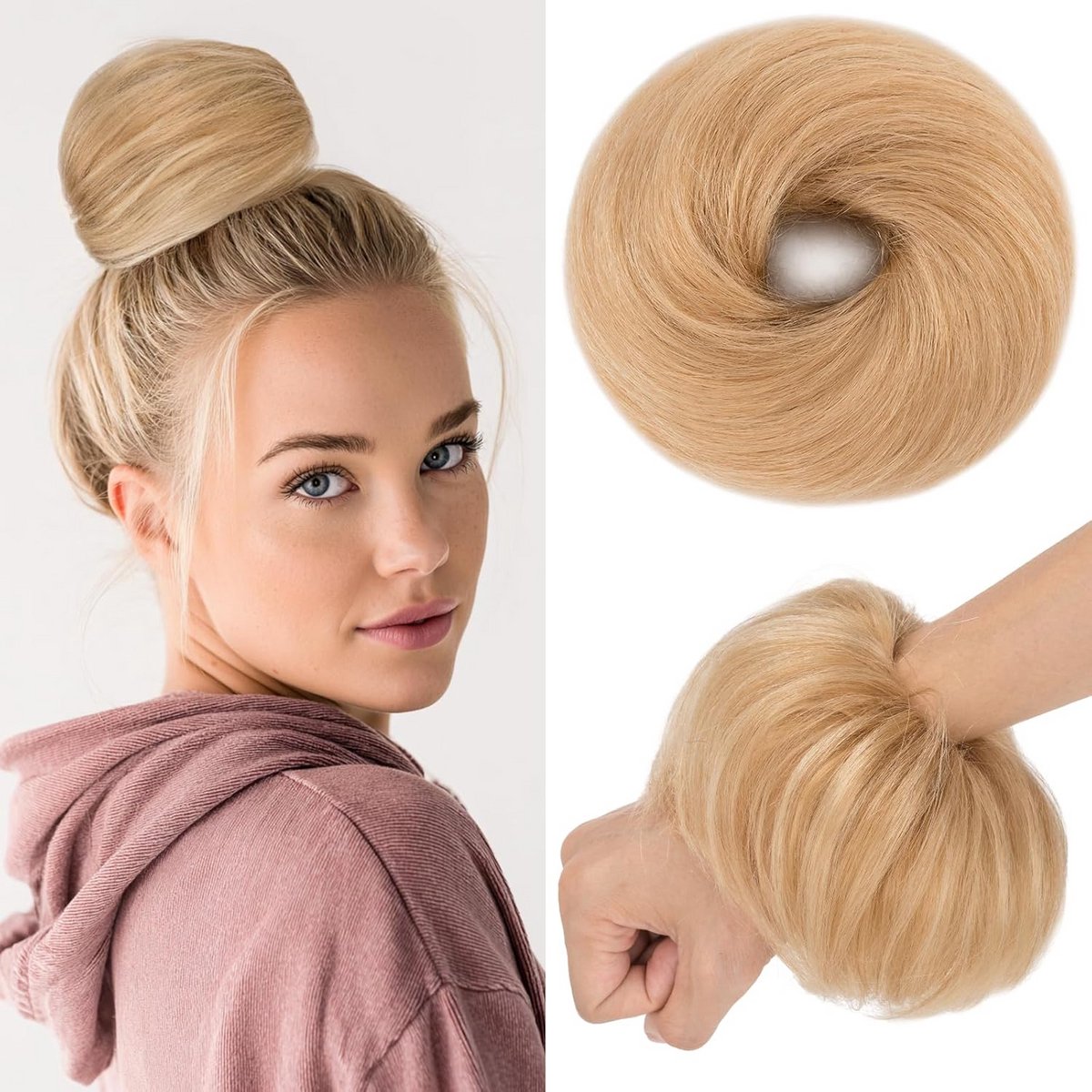 Rechte Haarknot van Echt Haar met Elastische Band voor een Natuurlijke Look