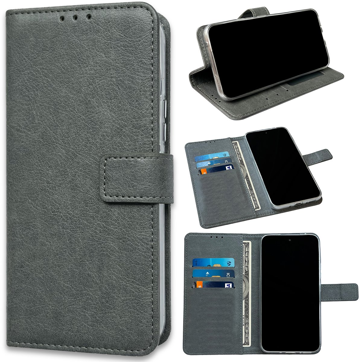 Casemania Hoesje Geschikt voor Apple iPhone 17e - Grijs - Portemonnee Book Case