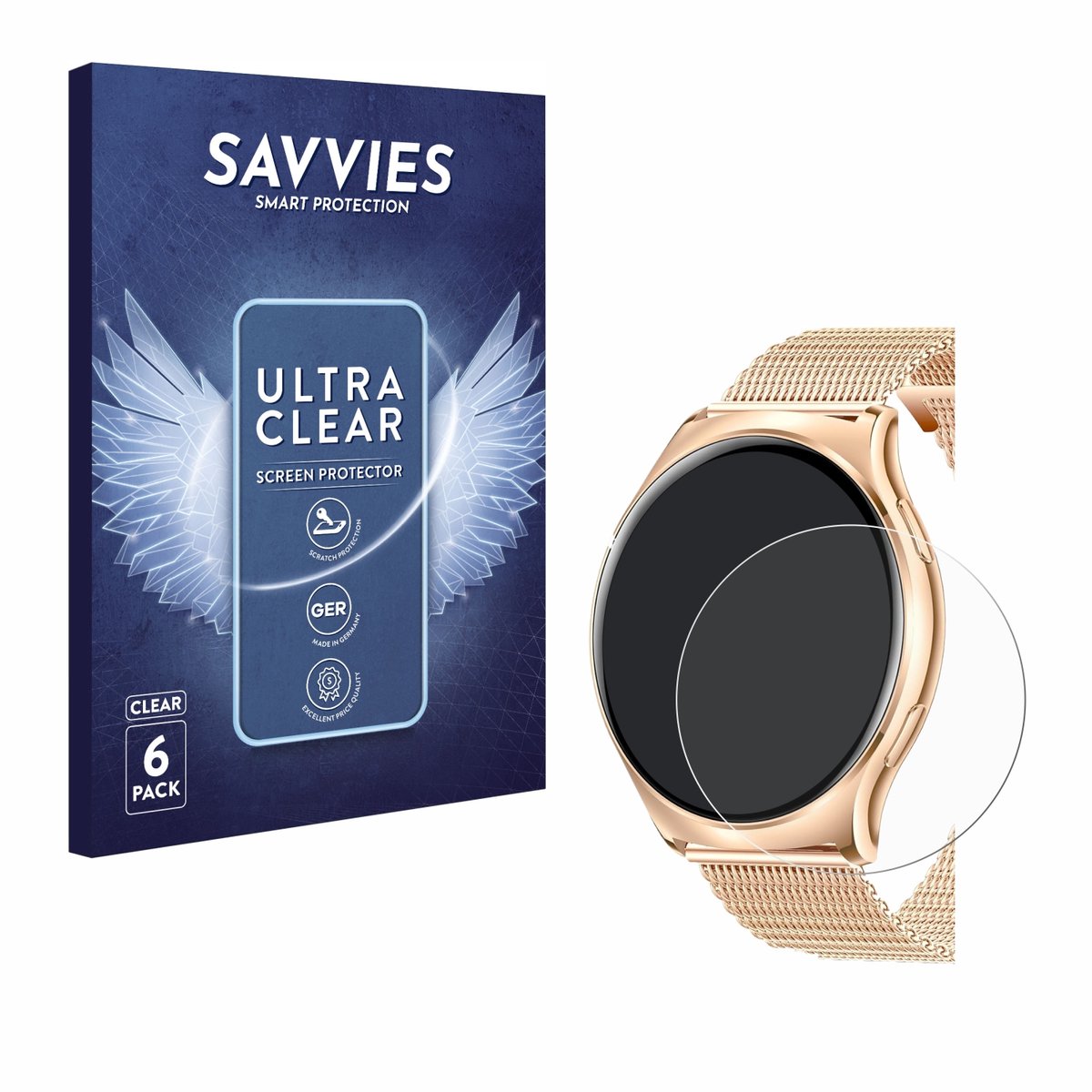 Savvies - Screenprotector voor Iaret Smartwatch 1.43" - Folie Beschermfolie transparant 6 Stuks