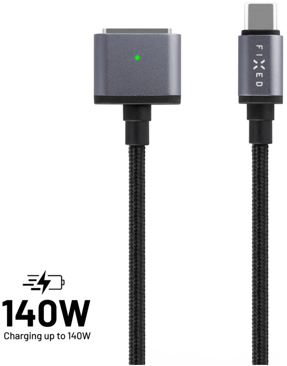 FIXED USB-C naar MagSafe 3 Kabel – 2 Meter – 140W Power Delivery 3.1 – Space Gray – Voor MacBook Air & Pro