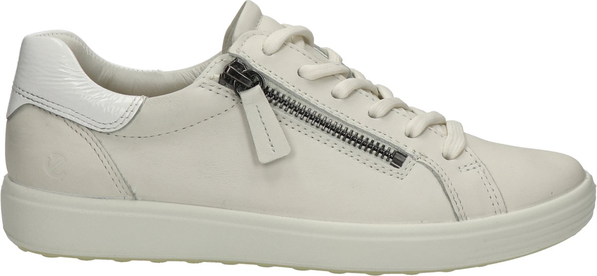Ecco Soft 7 Side Zip Lace Veterschoenen Laag - wit - Maat 40