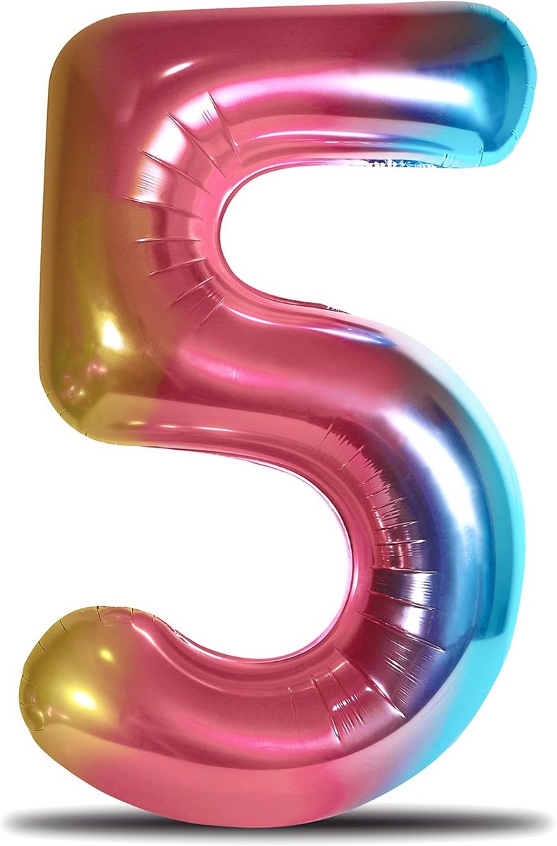 XXL Regenboog Cijferballon 101 cm - Helium Ballon Verjaardag Decoratie Nummer