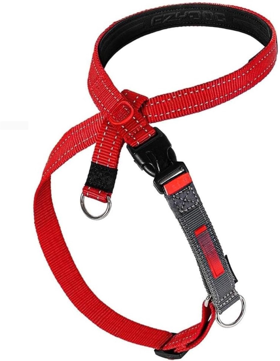 Famanu – Anti-trektuigje voor honden - crosscheck hondenharnas voor kleine - middelgrote en grote honden - hondentrainingsaccessoires - reflecterend - in grootte verstelbaar (L - rood)