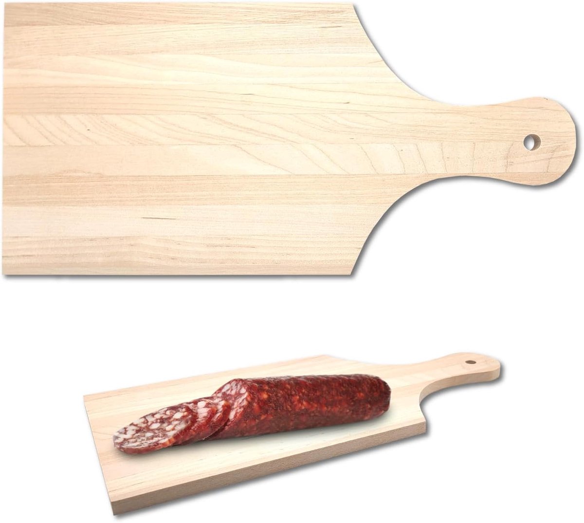 Kleine snijplank van hout voor de keuken, 33 x 16 cm, kleine spatel met handvat voor salami, kaas, brood, groenten, professioneel, antislip, veilig, duurzaam, ideaal voor restaurants
