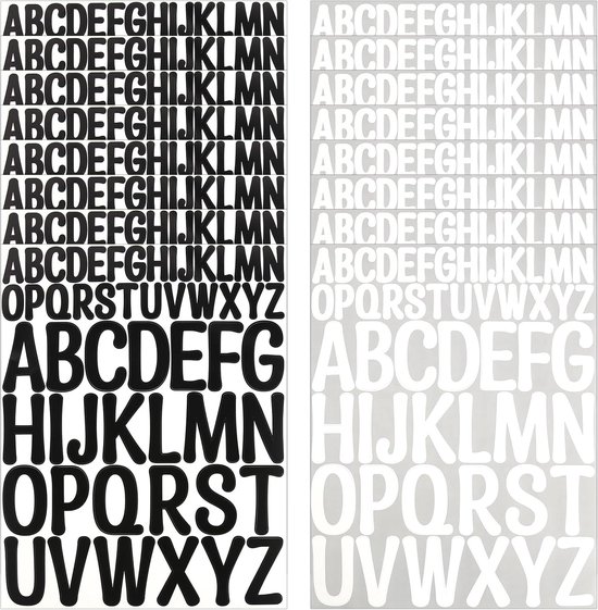 Sticky Chart Letters 16 Sheets 832 Pieces Letter Stickers - Sticky Letters - Black White ...