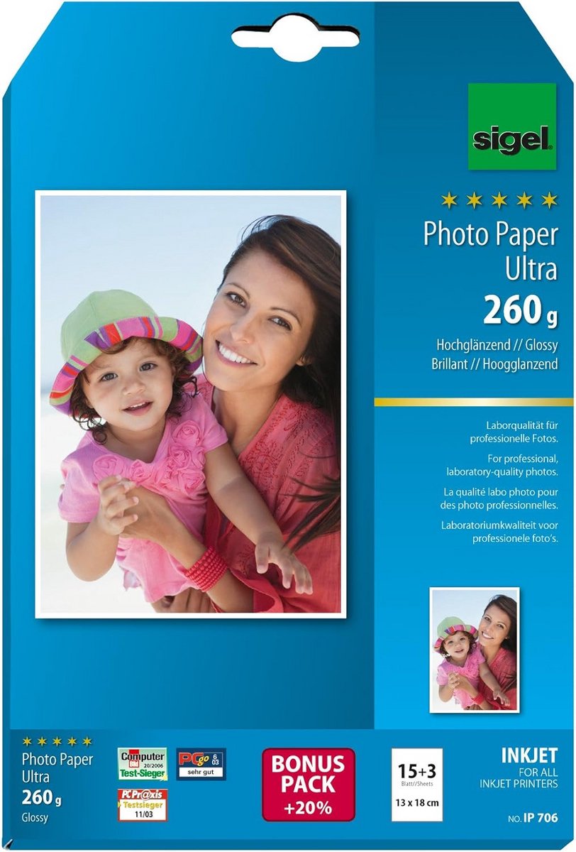 Hoogglans fotopapier inkjet 13x18 cm 260g voor topkwaliteit prints