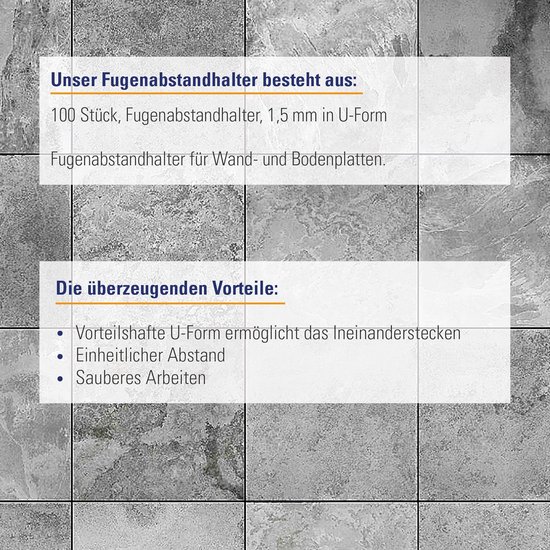 100 Stuks U-Vorm Voegenafstandhouders 1,5 mm - Robuuste Tegelafstandhouders voor Tegels Leggen — afbeelding 3