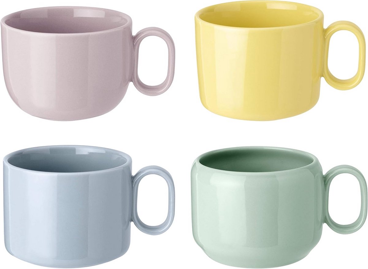 Set van 4 Mix en Match Mokken in Verschillende Kleuren en Vormen