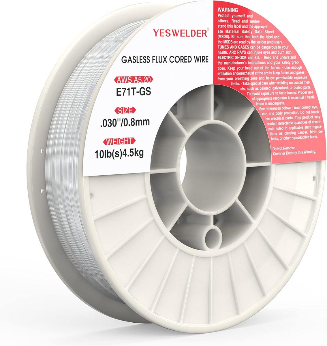 Kerngasloze MIG lasdraad voor constructiestaal 0.8mm 4.5kg spoel