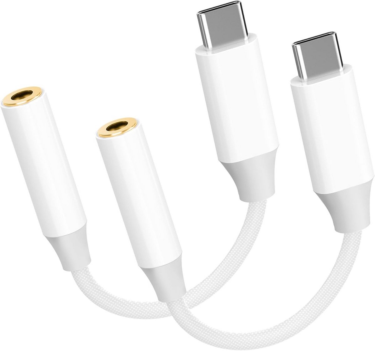 2-Pack USB-C naar 3,5 mm Audio Jack Adapter voor Koptelefoon