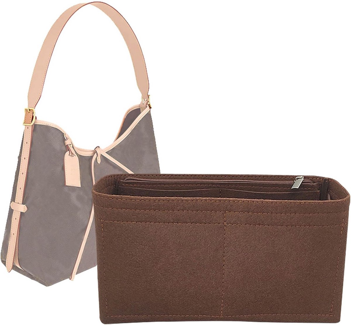 Luxe Handtas Organizer Tas in Tas - Stevige Vilt Opbergtas met Vakken
