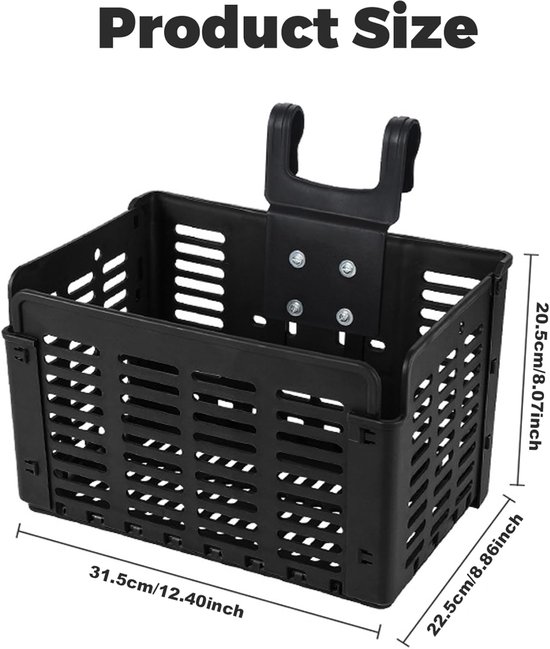 Fietsmand - Opvouwbare mand - Fietsmanden - Opbergmand - Boodschappenmand - Grote Capaciteit - Plastic fietsmand - Met handvatten - Lichtgewicht - Stuur - Bagagedrager - Eenvoudig te monteren - 31.5*22.5*20.5CM - Zwart van Merkloos — afbeelding 2