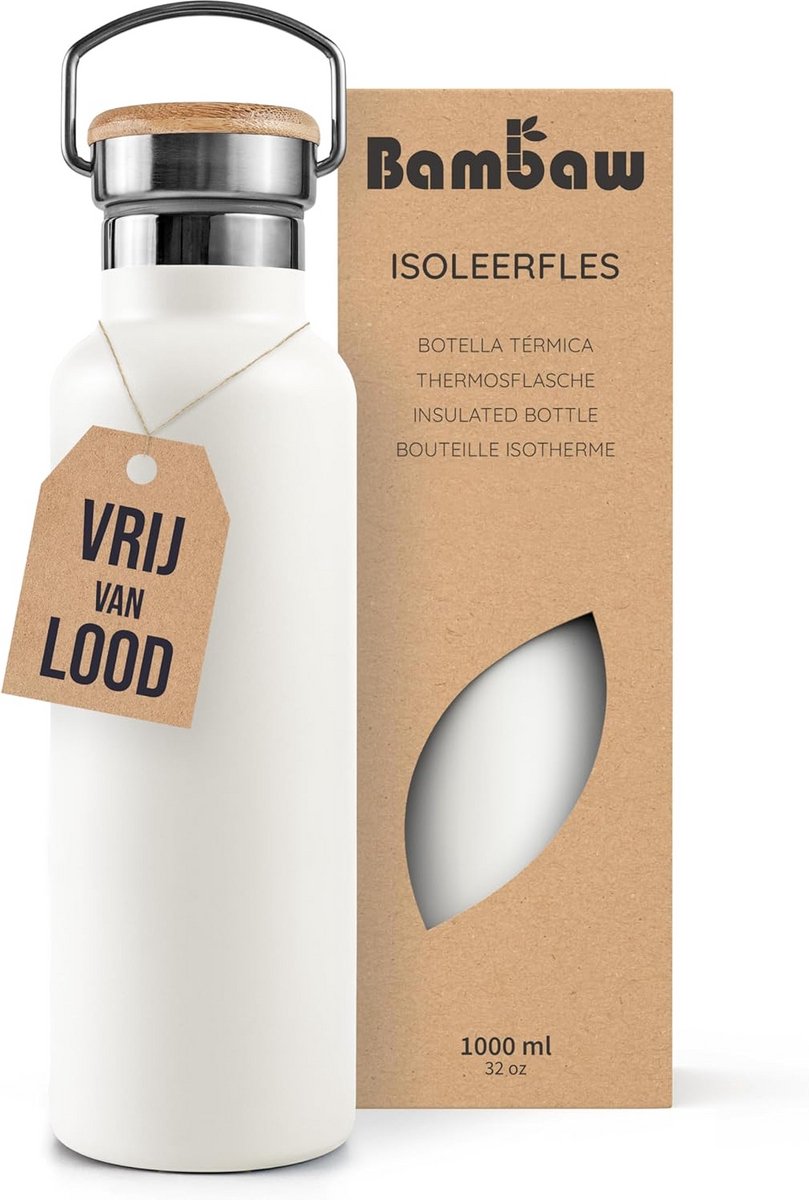 Thermosfles RVS 1000ml - Dubbelwandig & Lekvrij - Voor Warme en Koude Dranken