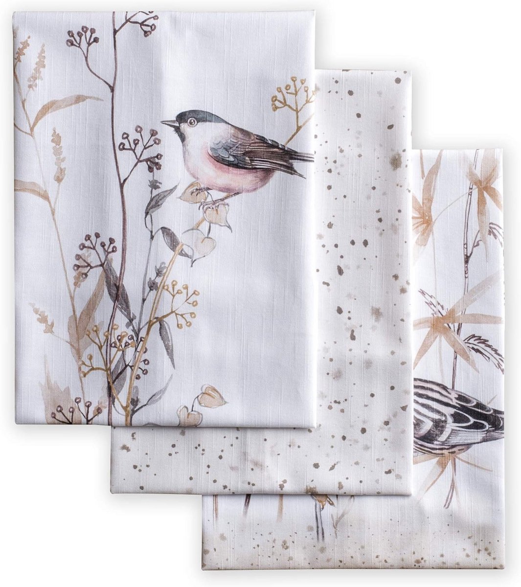 Set van 3 Katoenen Keukendoeken - Bruin Bloemenpatroon - Multifunctioneel - 50x70 cm