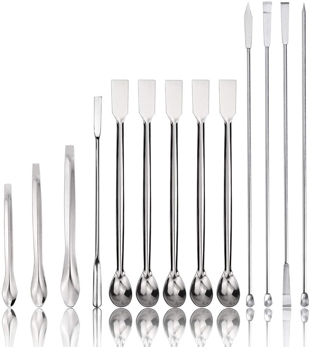Set van 13 RVS Laboratorium Spatels - 22 cm Lang - Autoclaveerbaar