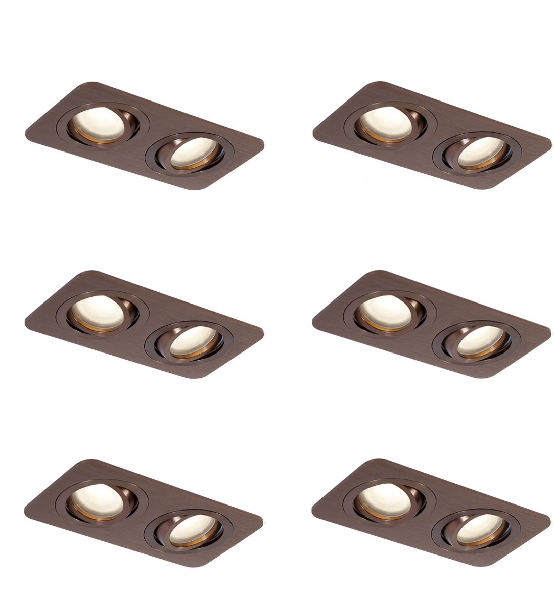 QAZQA alberto - Moderne Inbouwspot voor badkamer - 6 stuks - L 17.5 cm - Brons -