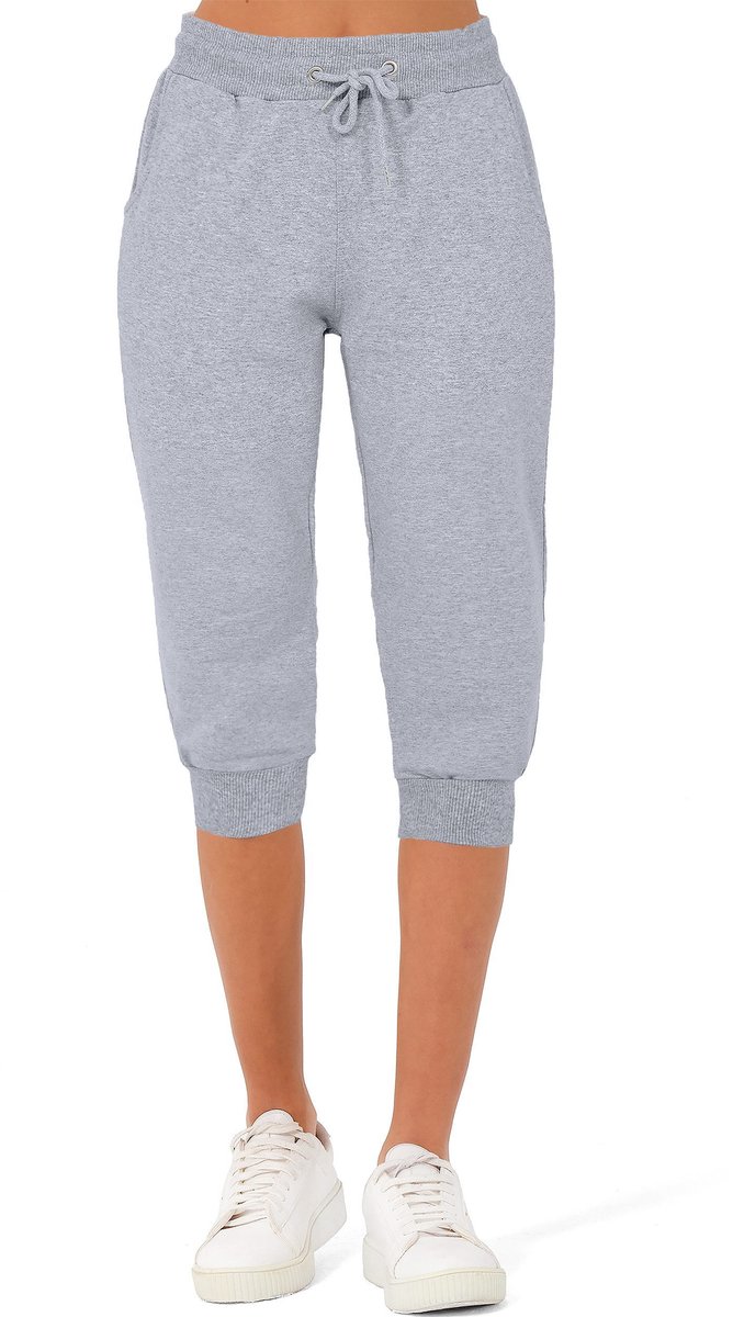 Smith & Solo Capri Broek Dames - korte Joggingbroek - Zomerbroeken - Grijs - M