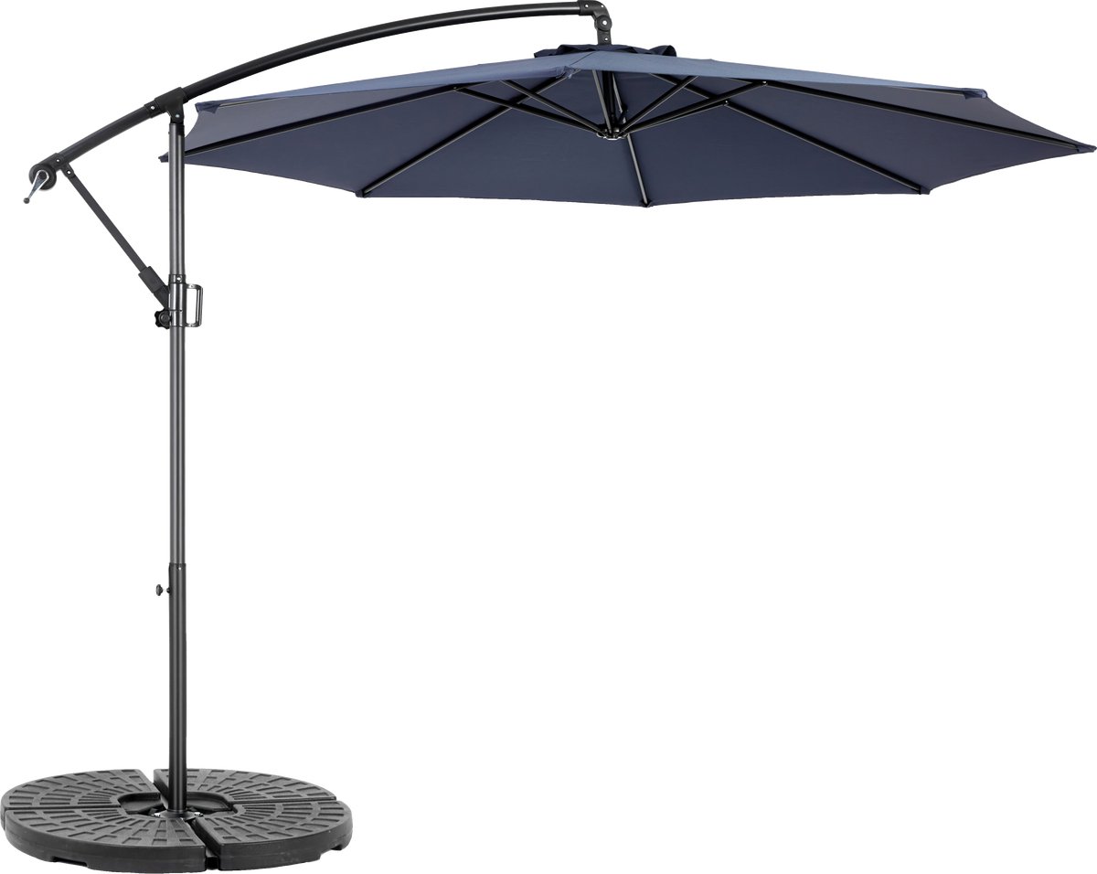 Dubbele Parasol ROLIPO - Rechthoekige Tuinparasol met Zwengel - Grote Zonwering voor Tuin en Terras - Waterafstotend Polyester - Stalen Frame - Marineblauw - Zonder Voet-460 x 270 cm