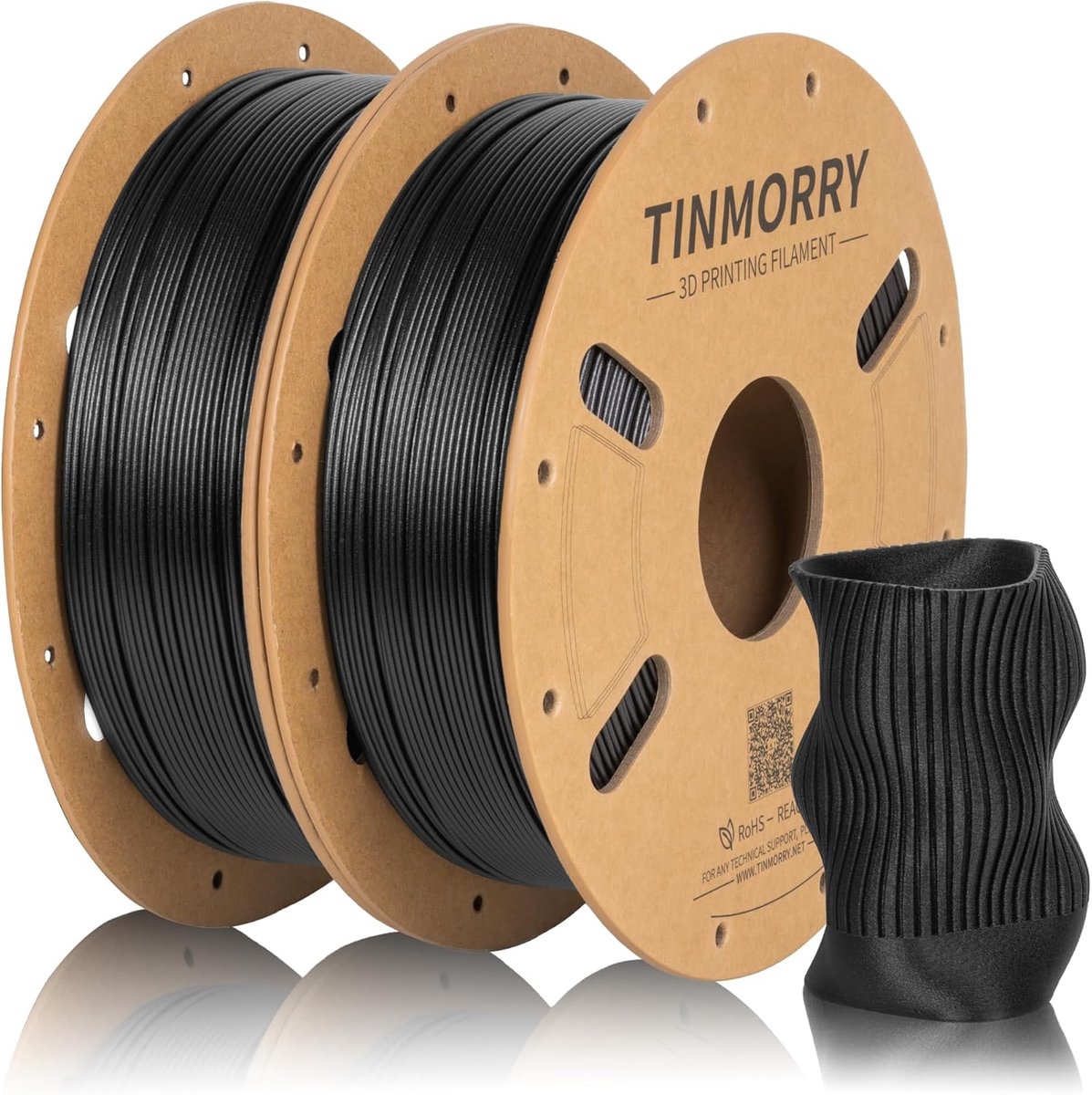 PETG Koolstofvezel Filament - 3D Print Materiaal - Robuuste Prints Maken - Verhoogde Taaiheid - 1.75mm Spoelen - Zwart