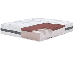 The White Stone Traagschuim Matras 220x220 cm Hoogte 27 cm | Hypoallergeen en Ademend Tijk | Orthopedische Zelfvormende Eigenschappen | Medium-Stevig | Gemaakt in Italië