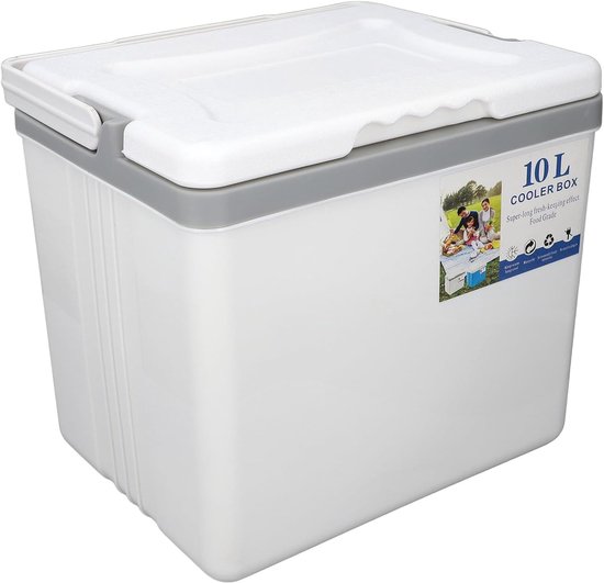 Koelbox 10L - Isolatiedoos Draagbaar - Outdoor Activiteiten - Zeer Efficiënte Isolatie - 29x22x26 cm - Wit van Koelbox. — afbeelding 4