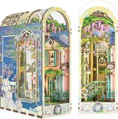 Tonecheer Giverny Garden Book Nook Bouwpakket - Modelbouw - 19 x 9,8 x 26,9 cm - Houten 3D Puzzel - Boekensteun - LED-licht - Bewegingssensor Licht - Boekenhouder